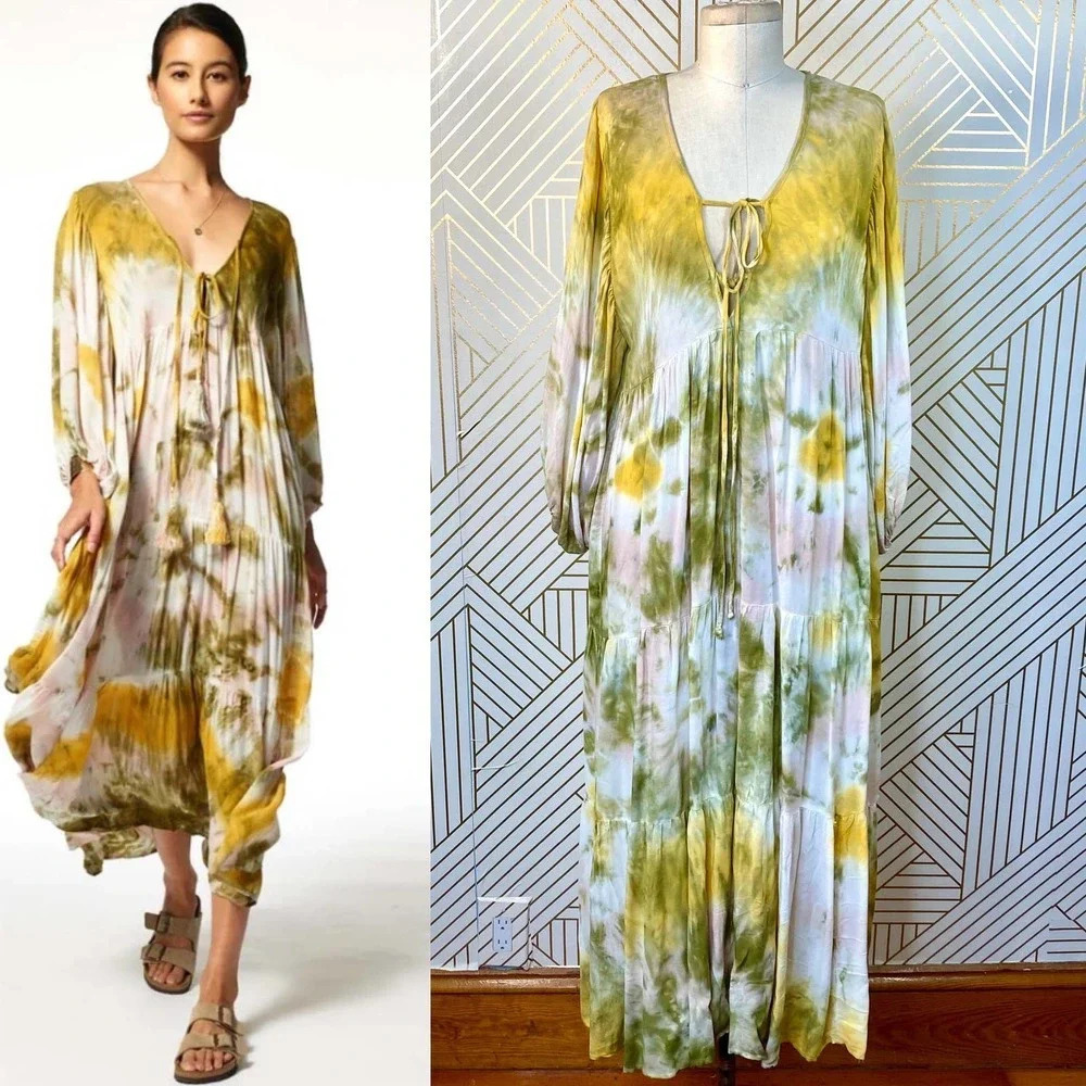 Young Fabulous & Broke Dawn Dress‎ Olive Tie Dye